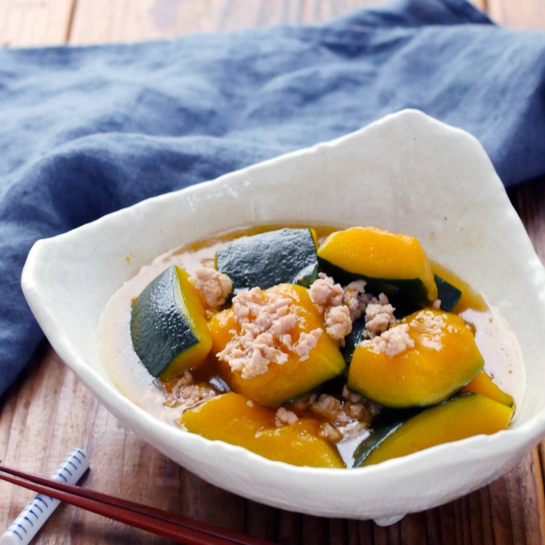 定番の副菜。かぼちゃのそぼろ煮