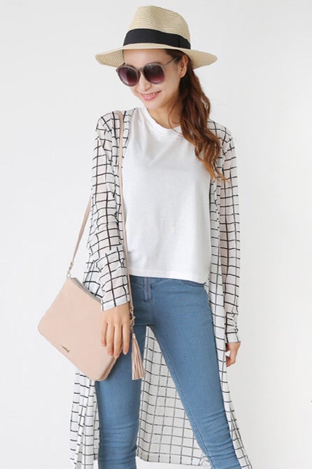 ウィンドウペンチェック柄ロングカーディガン「Galoo Shoppers」4,752 円（税込）／画像提供：Galoo Shoppers
