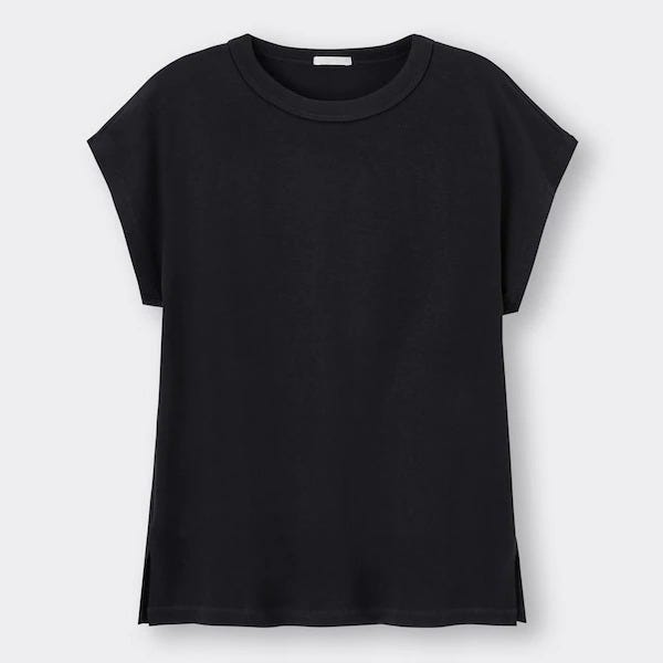 GU 値下げ 黒トップス 華奢見え GU レディース アイテム おすすめ オススメ プチプラ コスパ 高見え おしゃれ オシャレ お洒落 2022 値下げ 黒トップス 華奢見え 夏 トップス セール 黒 ブラック 痩せ見え 細見え フレンチスリーブ Tシャツ