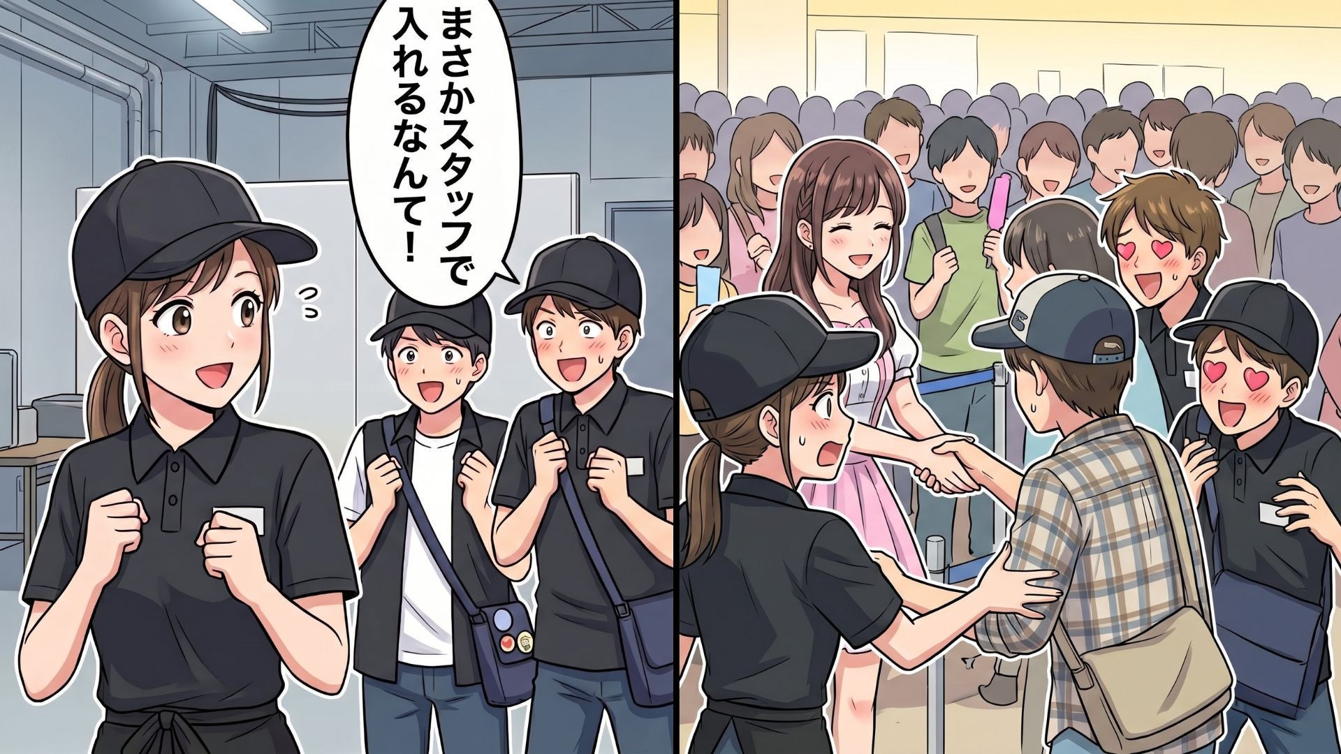 アイドル握手会の【剥がしバイト】で大混乱！？ファン丸出しの同僚が暴走して、まさかの事態に...！