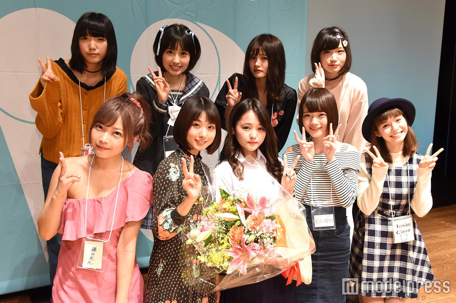 （前列左から）藤田恵名、海乃、武田杏香、新谷姫加、Tomiko Claire（後列左から）ふみ、牧原ゆゆ、杉本桃花、黒沢えりい（C）モデルプレス