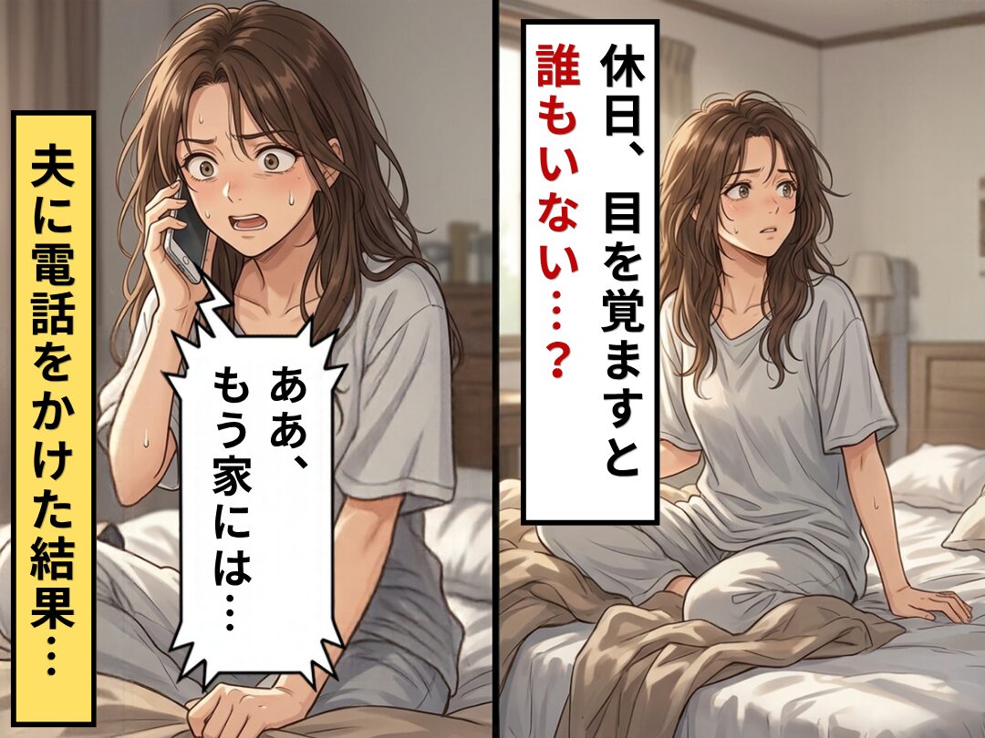 休日目を覚ますと…まったく人気がない家。夫に電話をかけると⇒「ああ、もう家には…」衝撃の回答が返ってきた話