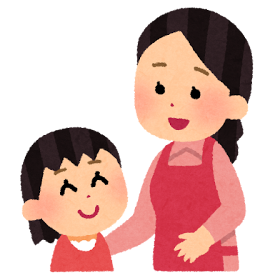 お母さんと女の子が会話をしているイラスト