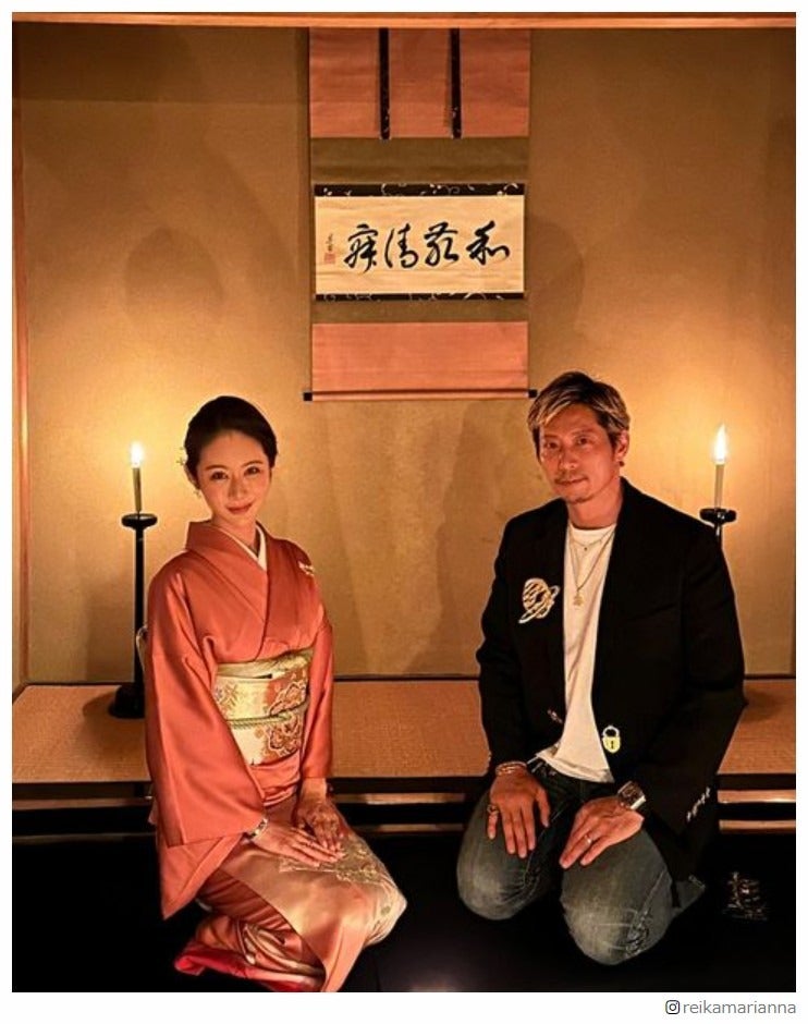 EXILE黒木啓司、着物姿の宮崎麗果との2ショット公開に「素敵すぎる夫婦」「オーラすごい」の声