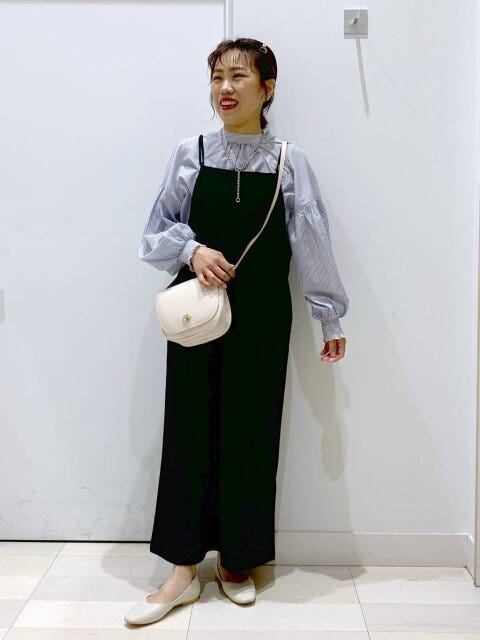 GLOBALWORK　黒ワンピース　着回しコーデ　レイヤード
