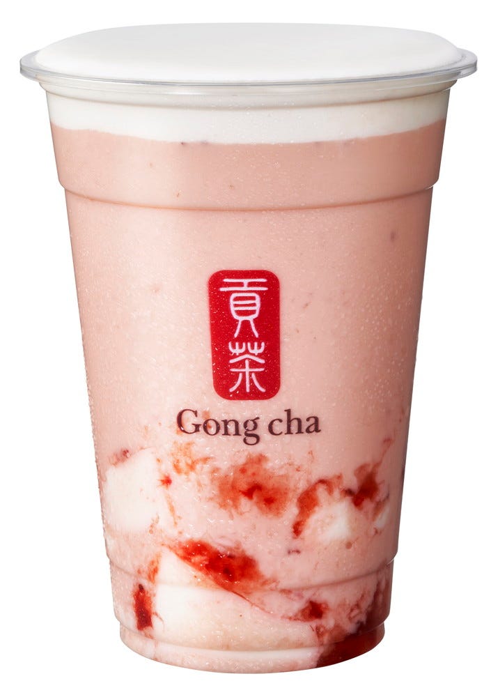 ゴンチャ初“いちご杏仁”ミルクティー&フローズン、とろぷる食感の杏仁がデザート感をアップ