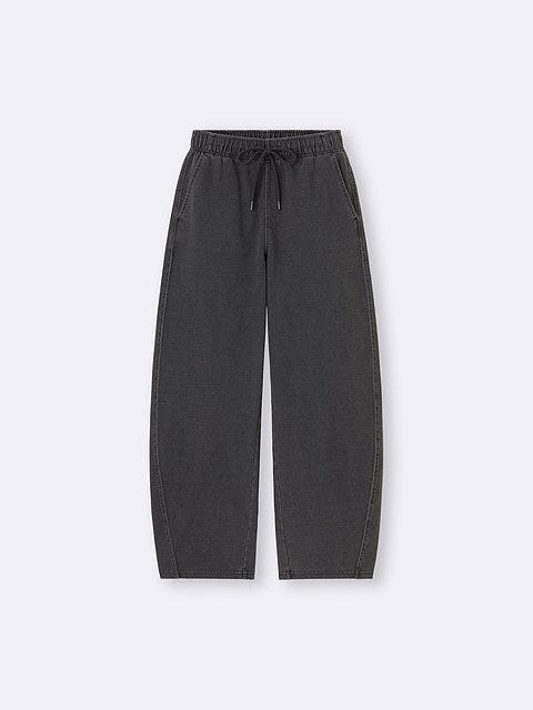 GUのデニムスウェットバレルレッグパンツ