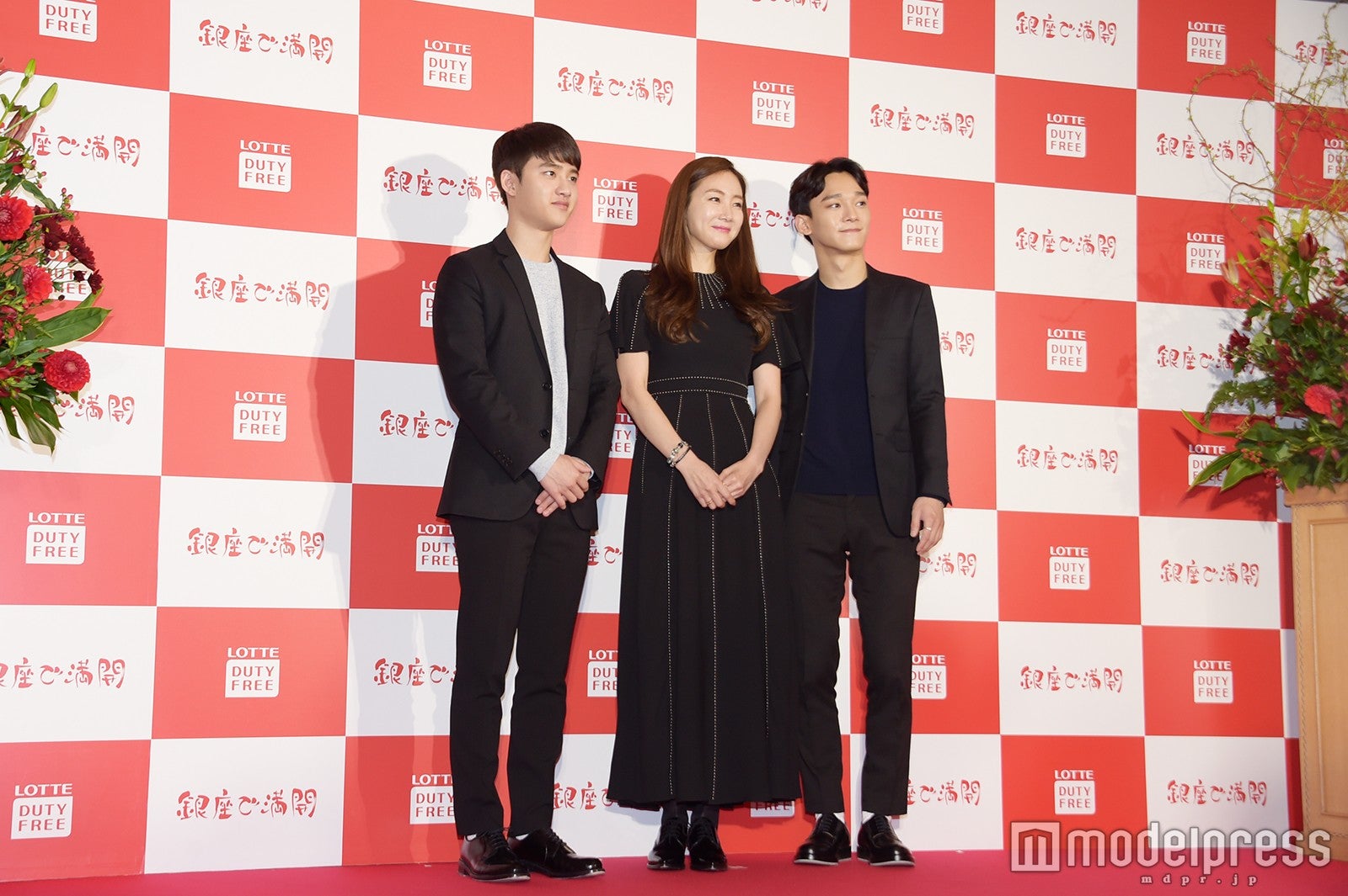 （左から）D.O.（EXO）、チェ・ジウ、CHEN（EXO）（C）モデルプレス