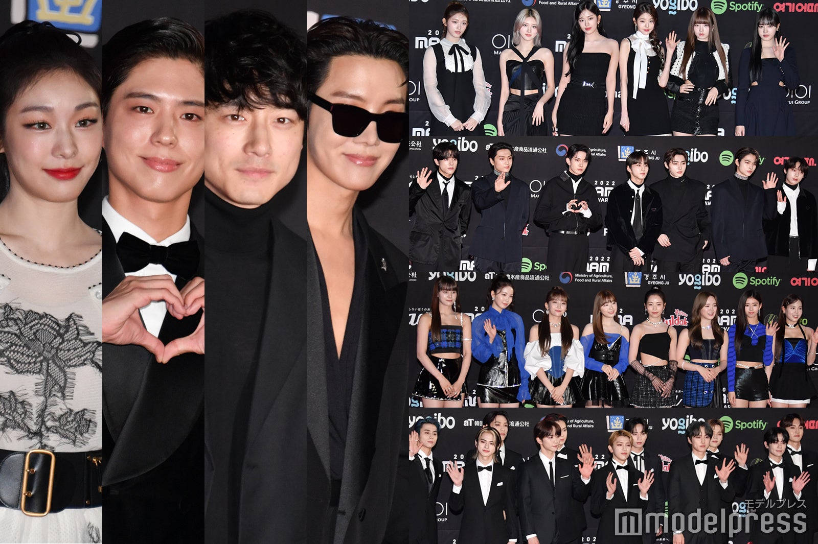 （左から時計回りに）キム・ヨナ、パク・ボゴム、坂口健太郎、J-HOPE、IVE、ENHYPEN、NiziU、INI （C）モデルプレス