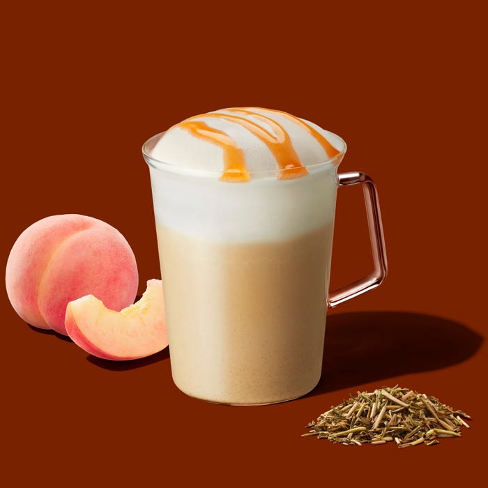 ほうじ茶と桃のムース ティー ラテ/提供画像