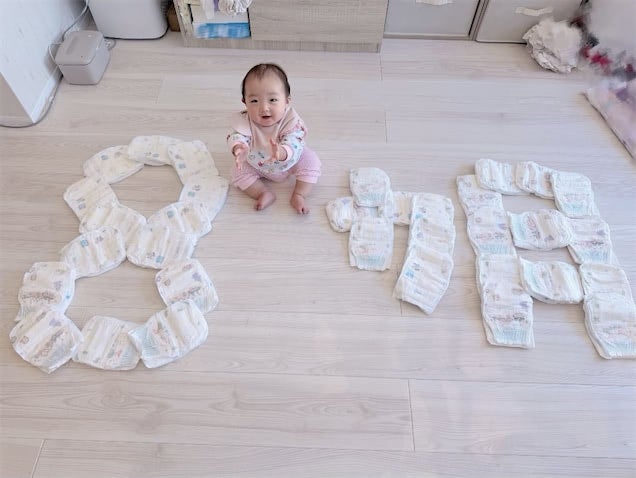 辻希美、次女・夢空ちゃん生後8カ月の‟ブランドコラボ”オムツアート披露