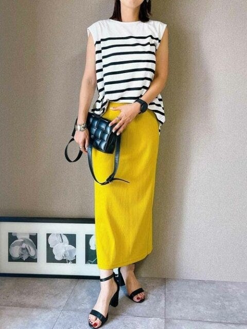 ボーダー　Tシャツ　コーデ　夏