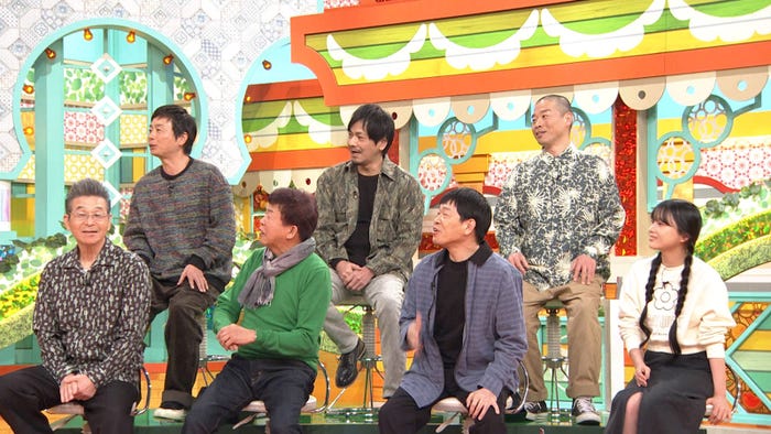 (前列左から)間寛平、村上ショージ、蛍原徹、重盛さと美(後列左から)河本準一、井上聡、山名文和(C)MBS