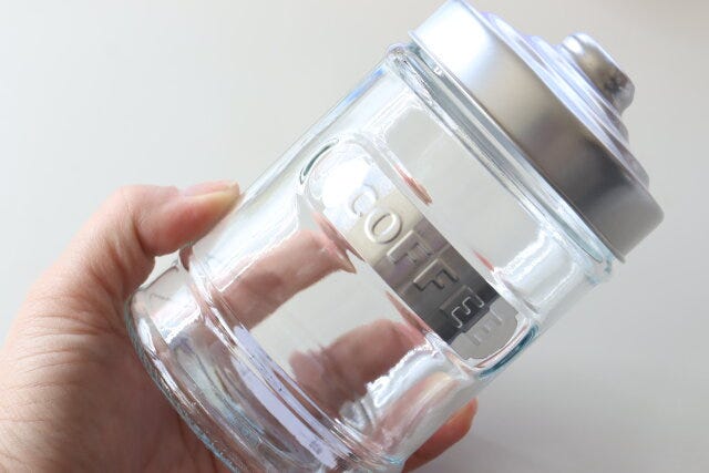 ダイソー　ガラスキャニスター（約500mL、3種アソート）　デザイン