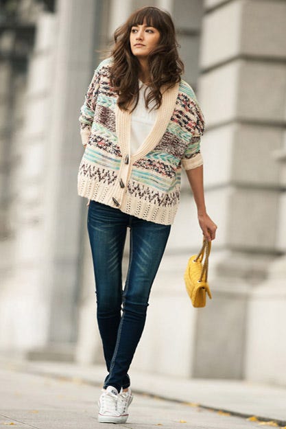 【SET】クルーネックロゴ長袖プルオーバー+スーパーストレッチデニムスキニーパンツ「STYLEST」6,700円(税別)/画像提供:STYLEST