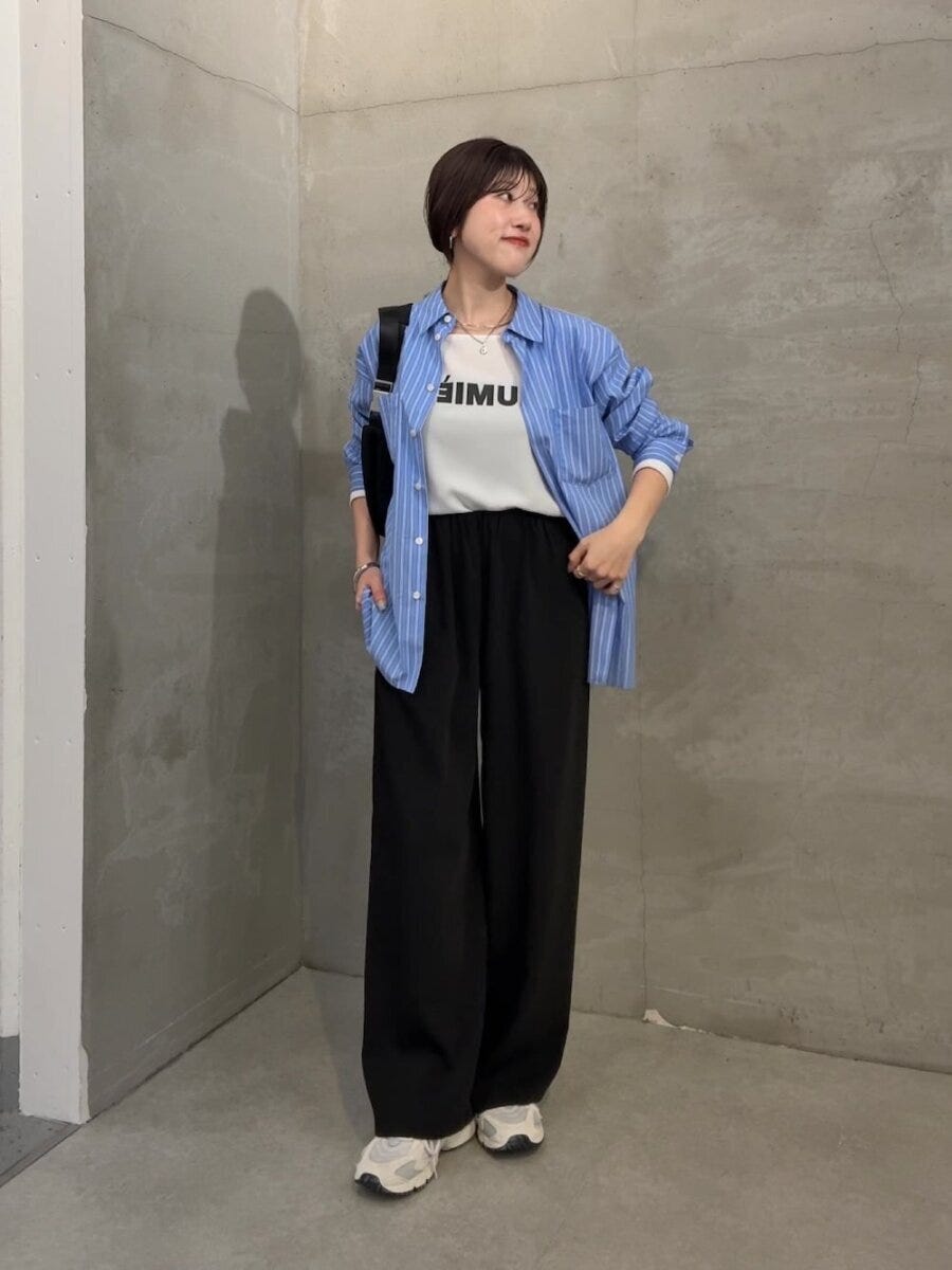 2026春シフト大人女性ストライプシャツ羽織りカジュアルコーデ