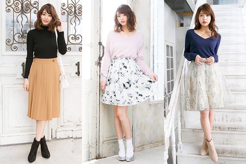 今買うなら断然「甘めスカート」！春まで使える3タイプ／画像提供：神戸レタス