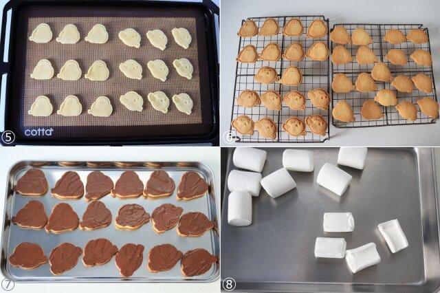 クッキーを焼いてチョコを塗る。