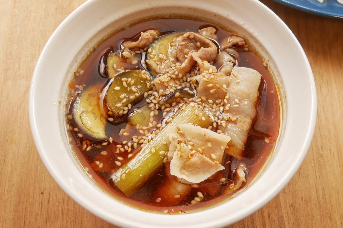 なすと豚肉のそうめん