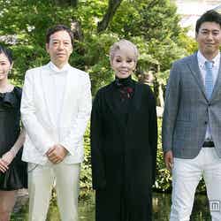 （左から）松井珠理奈、板尾創路、研ナオコ、竹永典弘監督