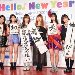 2020年の抱負を発表した（左から）岸本ゆめの、金澤朋子、譜久村聖、竹内朱莉、井上玲音、山崎夢羽（C）モデルプレス