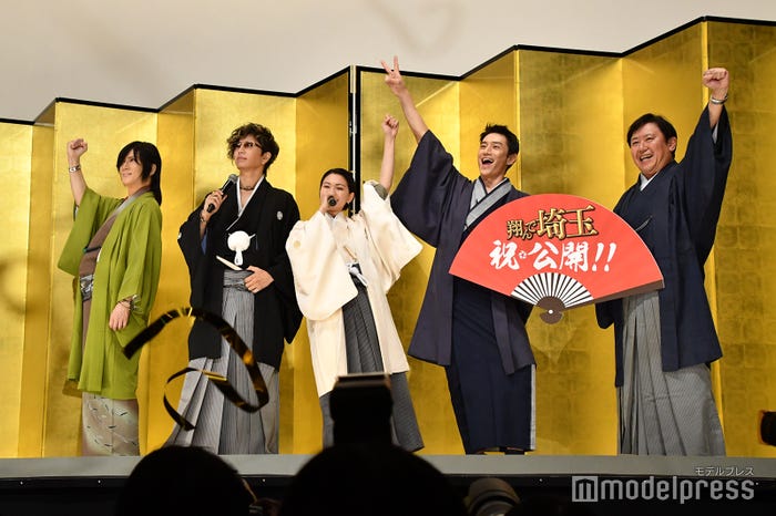 (左から)京本政樹、GACKT、二階堂ふみ、伊勢谷友介、武内英樹監督(C)モデルプレス