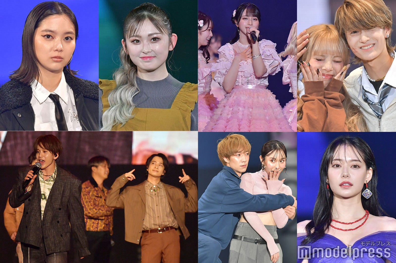 （左上から時計回りに）新川優愛、ゆうちゃみ、＝LOVE、“やまあい”細川愛沙＆須藤大和カップル、なごみ、ばんばんざい、Da-iCE（C）モデルプレス