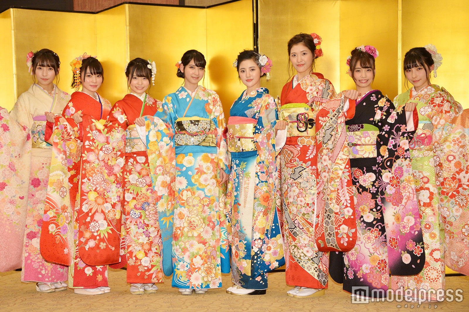 HKT48（左から）栗原紗英、駒田京伽、渕上舞、松岡菜摘、兒玉遥、今田美奈、岡本尚子、山本茉央 （C）モデルプレス