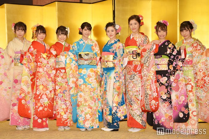 HKT48(左から)栗原紗英、駒田京伽、渕上舞、松岡菜摘、兒玉遥、今田美奈、岡本尚子、山本茉央 (C)モデルプレス