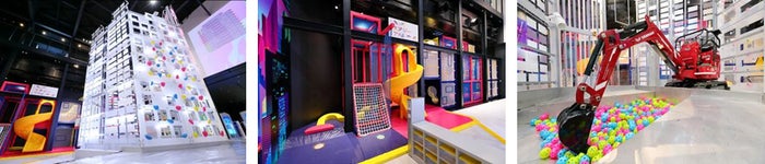 「サステナブルエナジークライミング」、「キッズエナジーアスレチック」、「ざくざく!パワーショベルチャレンジ」/画像提供:ヤンマー