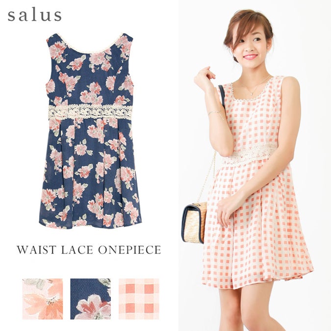コットンレース切替ノースリワンピース「salus」2,900円(税込3,132円)