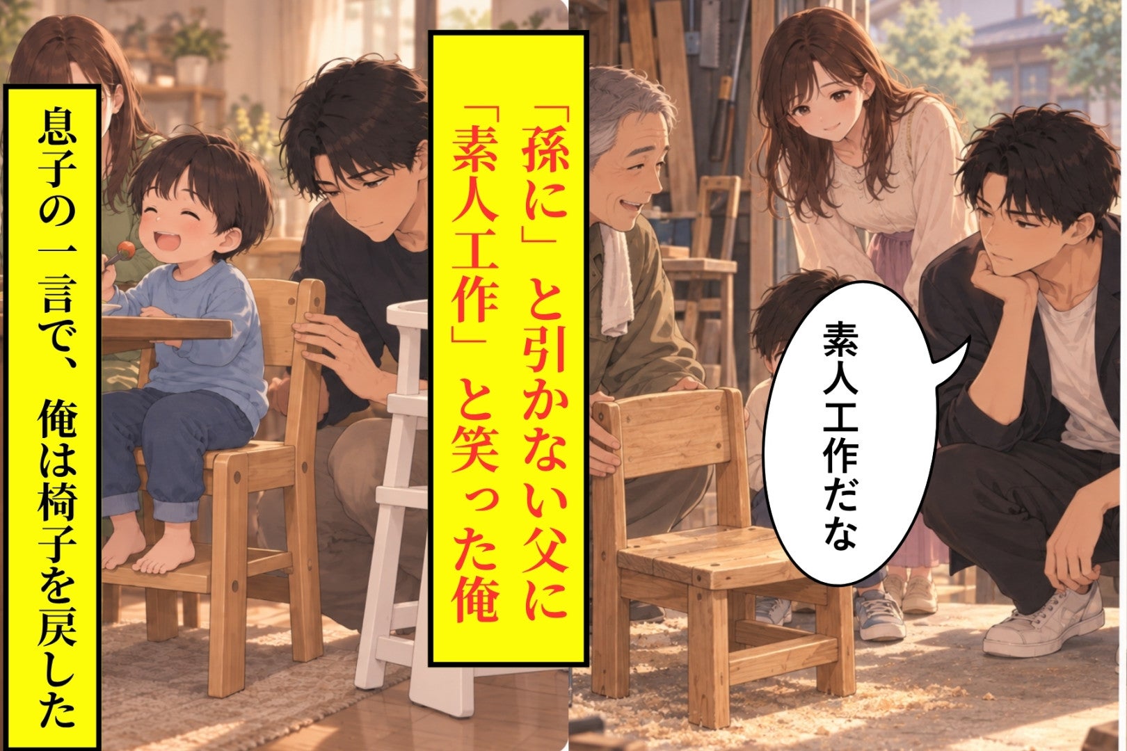 通販で選んだ白い椅子のほうがいいと思っていた俺が、父の木の椅子に息子を座らせて気づいたこと