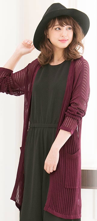 シースルーストライプロングニットカーディガン「神戸レタス」2590円（税込）／画像提供：神戸レタス