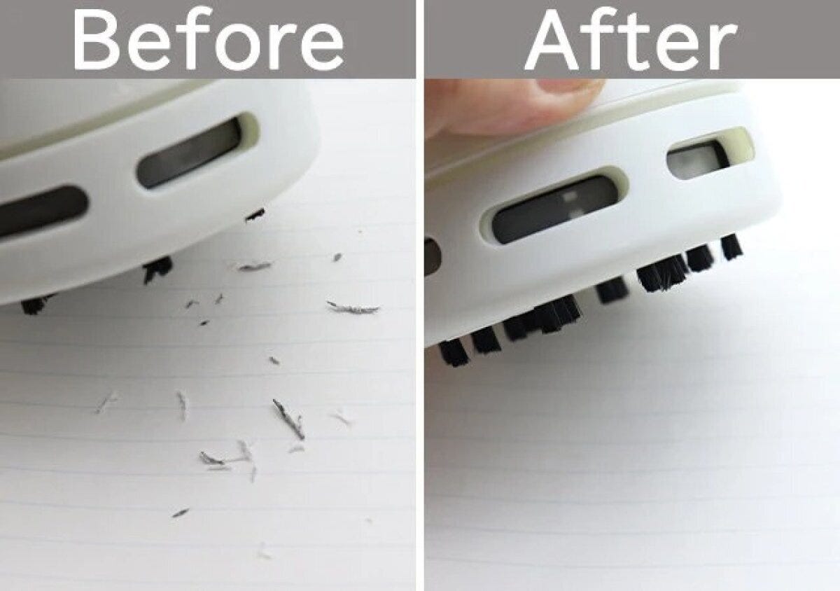 ダイソー　乾電池式卓上クリーナー　使用例　ビフォーアフター