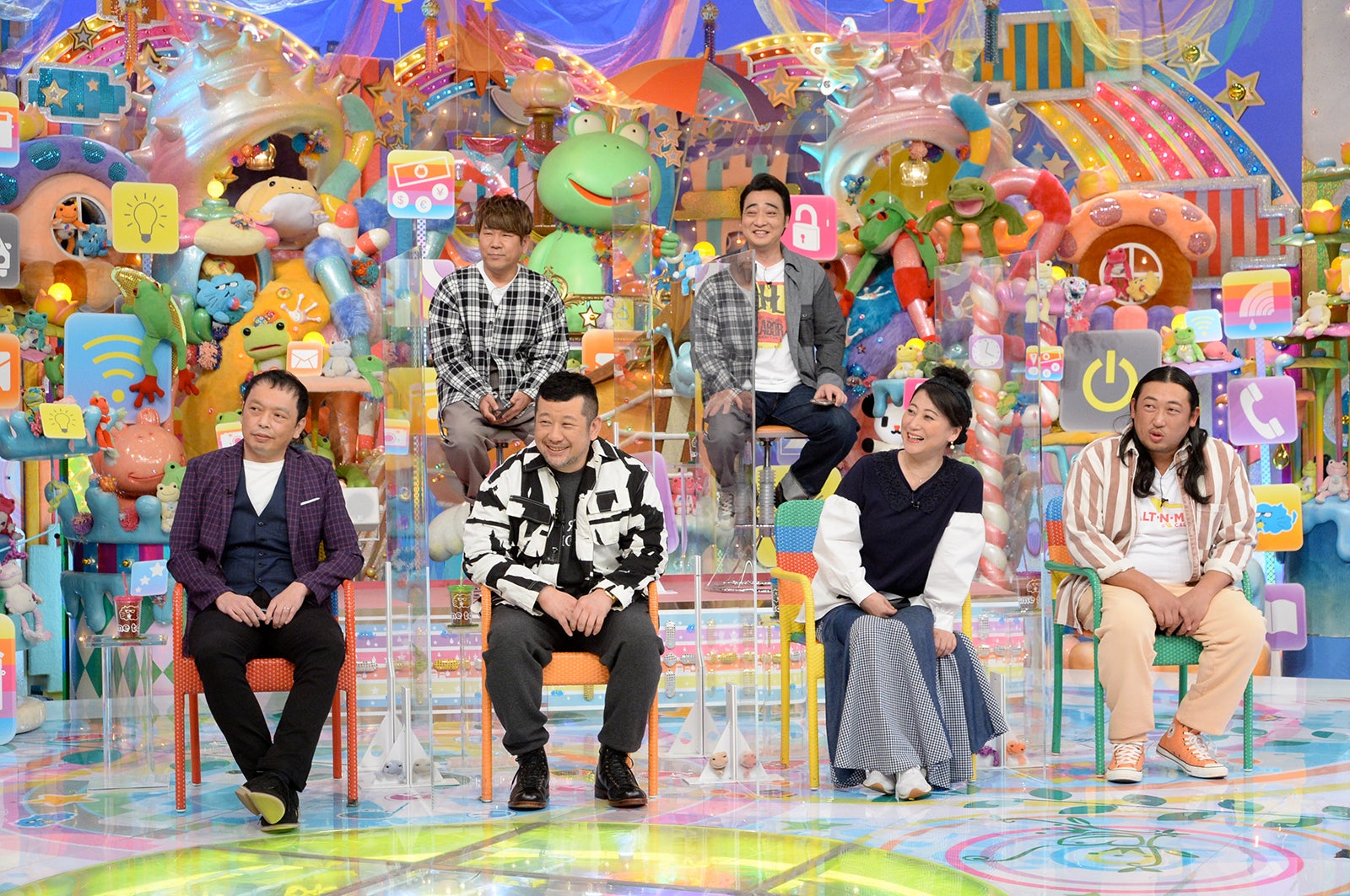 （上段左から）藤本敏史、斉藤慎二（下段左から）礼二、ケンドーコバヤシ、友近、秋山竜次 （C）テレビ朝日