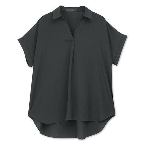 しまむら 体型カバー 夏 黒トップス しまむら しまパト オンライン 通販 レディース おすすめ オススメ おしゃれ お洒落 オシャレ プチプラ アイテム コスパ 高コスパ 高見え 2022 夏 黒トップス トップス 黒 ブラック 体型カバー 痩せ見え 細見え シャツ スキッパーシャツ スキッパー