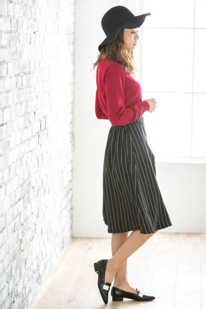 ベルト付きストライプスカート「Re:EDIT by GALSTAR」2,998円（税込）／画像提供：Re:EDIT by GALSTAR