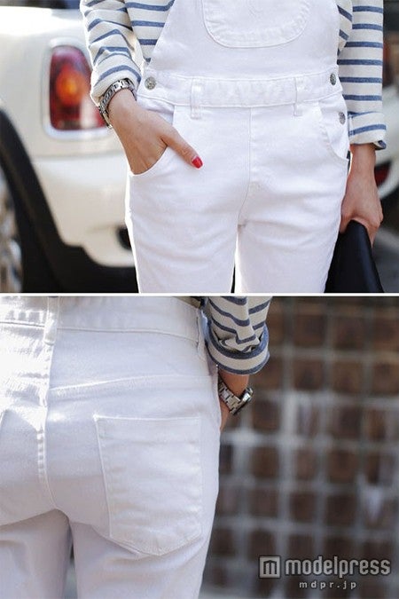 美尻シルエットで後ろ姿美人に　ホワイトデニムサロペット「翠屋」2,580円（税込）