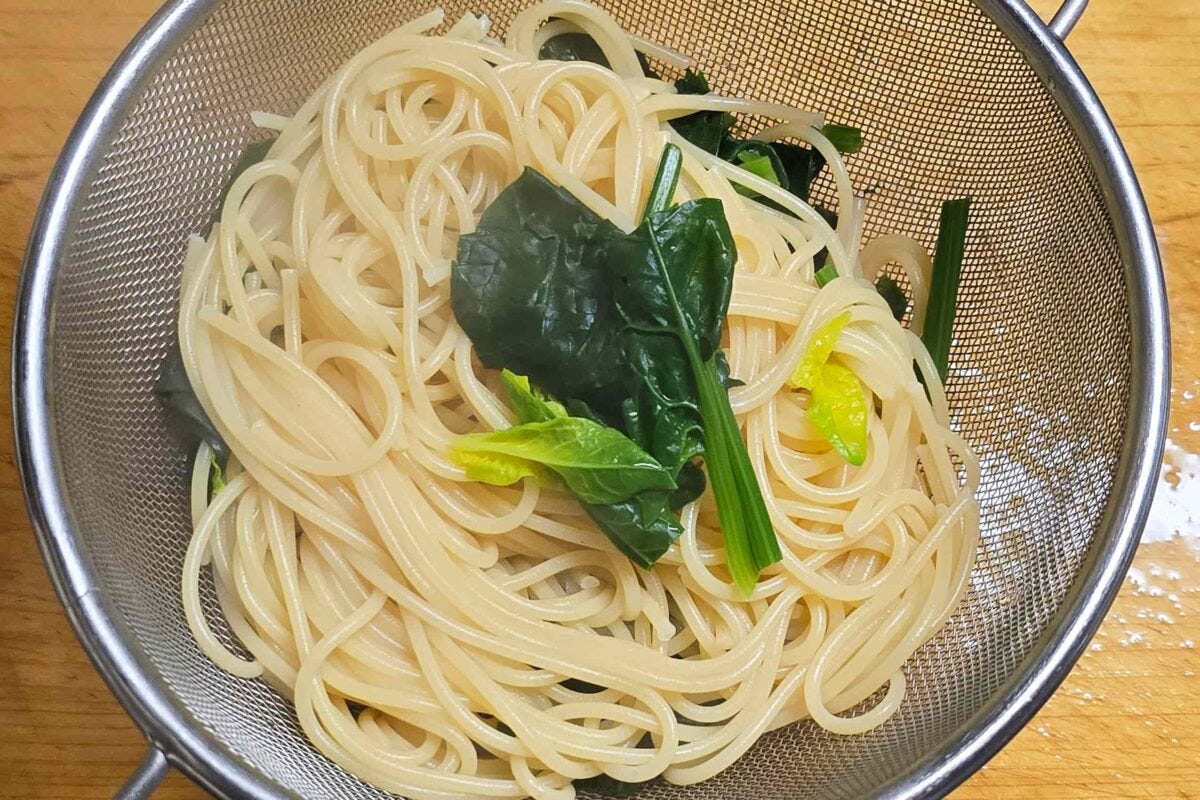 グラタンdeクリームパスタ・湯切り