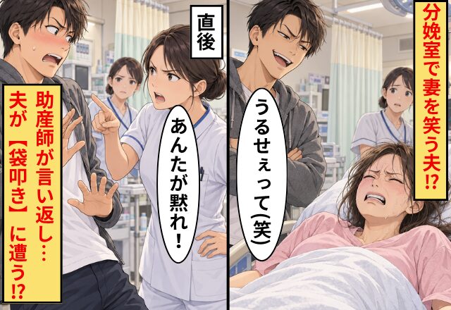 分娩室で…「うるせぇって（笑）」妻を笑う夫？！だが直後⇒「あんたが黙れ！」助産師が言い返し…夫が【袋叩き】に遭う！？