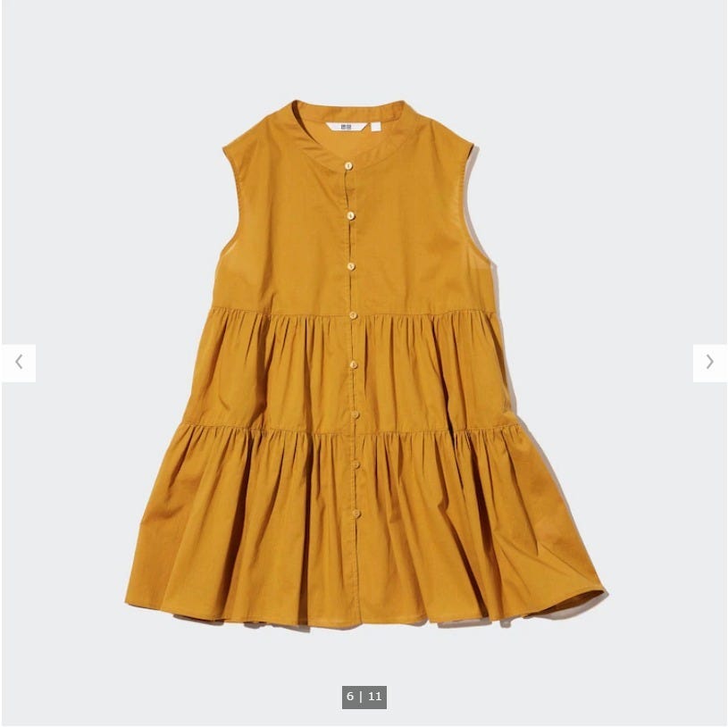 ユニクロ　uniqlo　レディース　アイテム　おすすめ　オススメ　トレンド　人気　コスパ　使える　おしゃれ　お洒落　オシャレ　2022　夏　トップス　即戦力　すぐ使える　人気　コットンギャザーブラウス　ブラウス　ティアード　イエロー
