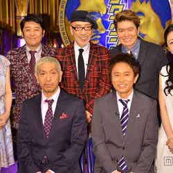 （前列左から）松本人志、浜田雅功（後列左から）八木亜希子、坂上忍、テリー伊藤、ヒロミ、壇蜜