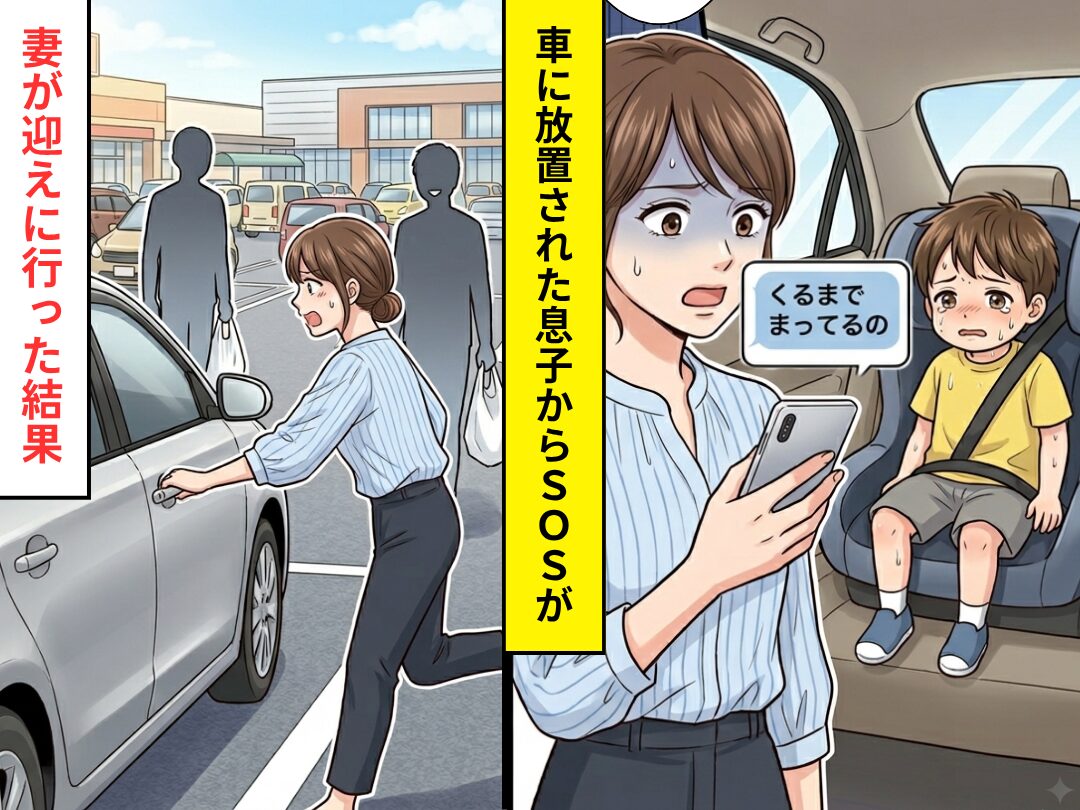 夫と出かけた息子から…「くるまでまってるの」”車内放置”を知らせるSOS！？通知を見た途端⇒妻が迎えに行った結果
