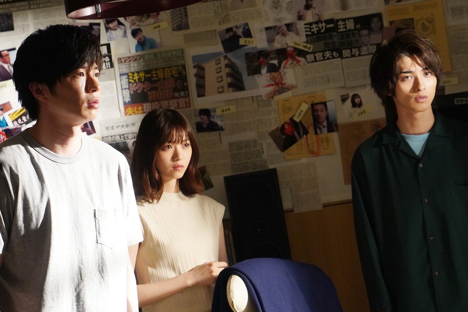 （左から）田中圭、西野七瀬、横浜流星／「あなたの番です」第12話より（C）日本テレビ