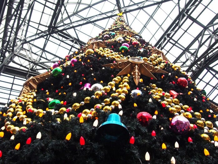 ワールドバザールのクリスマスツリーは高さ約15ｍあります