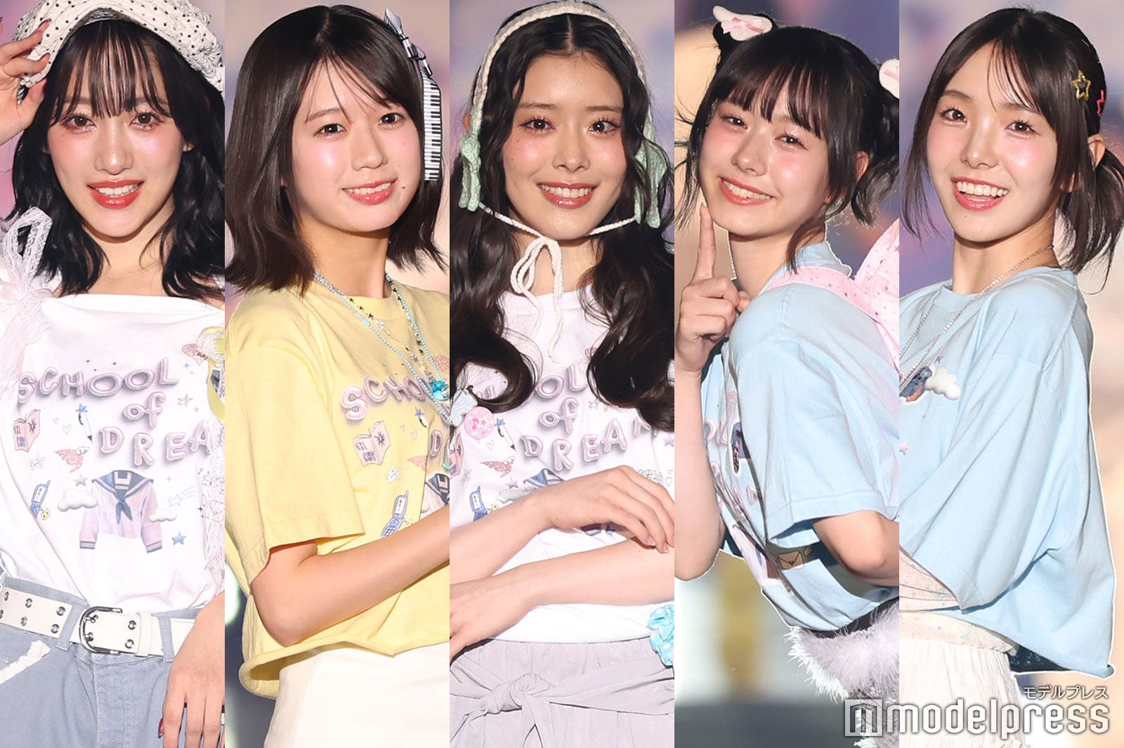 エビ中・桜木心菜＆小久保柚乃＆風見和香＆桜井えま＆仲村悠菜、5人でファッションショー登場 ドリームコアが可愛らしい【STARRZ TOKYO 2025】