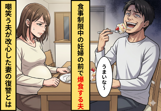 「うまそうに食ってやるよ」制限で苦しむ妊婦妻の前で嘲笑う夫。だが”あえて”妻が反撃しなかった結果⇒夫が地獄に落ちた話