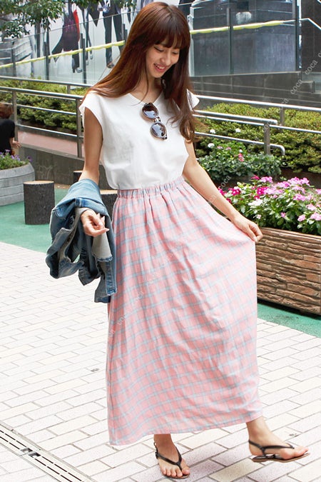 チェックフレアマキシ丈ワンピース「coca」2,690円 (税込)