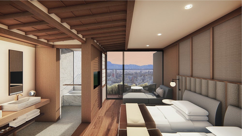 福岡天神に新ホテル、全室バルコニー付＆緑豊かな中庭やルーフトップバーでリフレッシュ