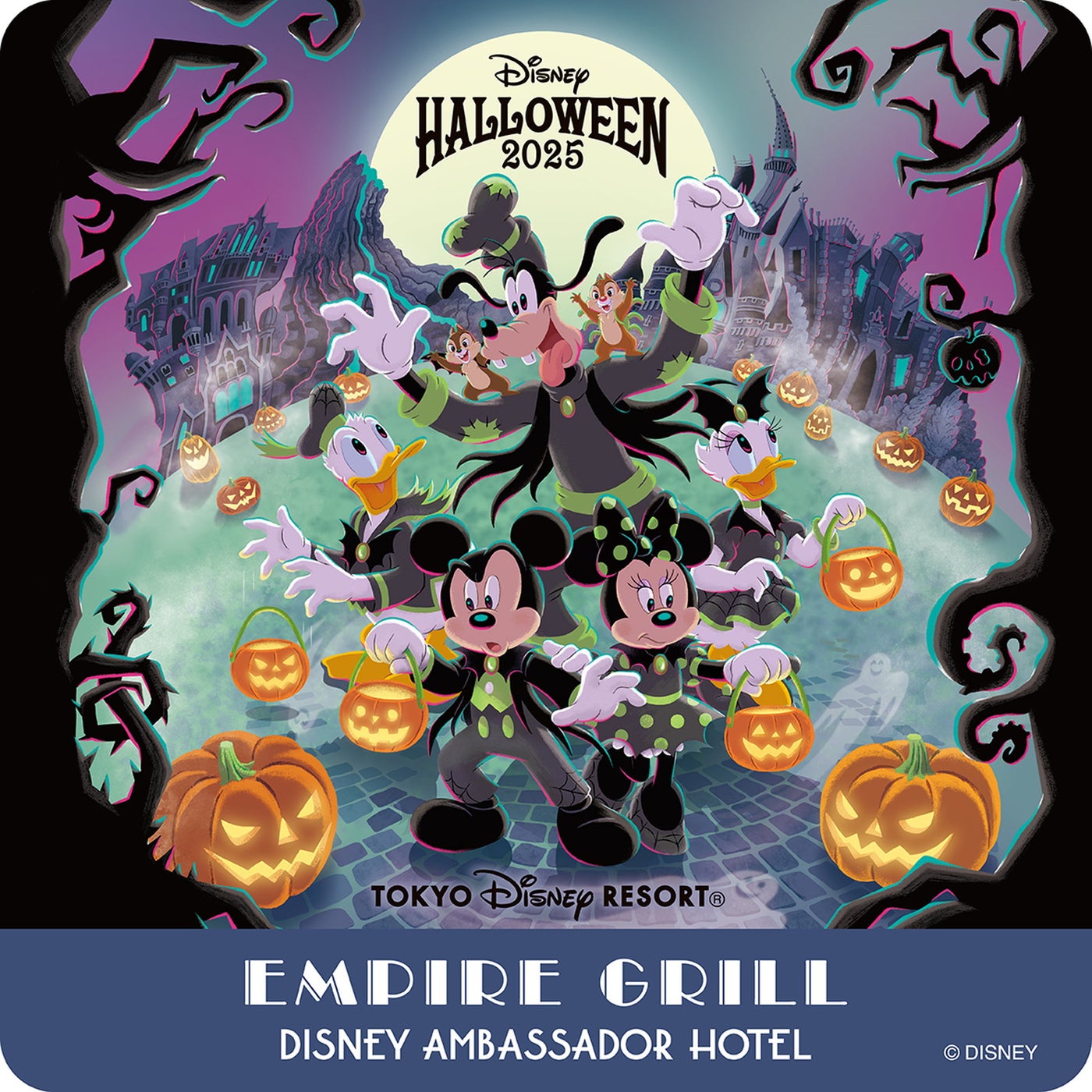 ディズニーアンバサダーホテル エンパイア・グリル（カルフォルニア料理） “ディズニー・ハロウィーン” スペシャルドリンク オリジナルコースター（C）Disney